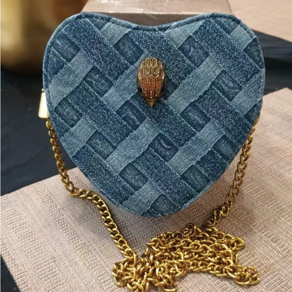 Kurt Geiger Small Denim Heart Crossbody Bag